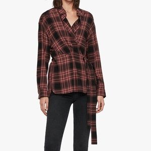 Allsaints Miki Plaid Check Wrap Shirt